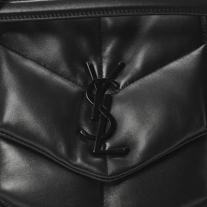 Lambskin Quilted Monogram Monochrome Medium Loulou Puffer Chain Satchel Black