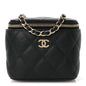 Caviar Quilted Tiny CC Mini Vanity Case With Chain Black