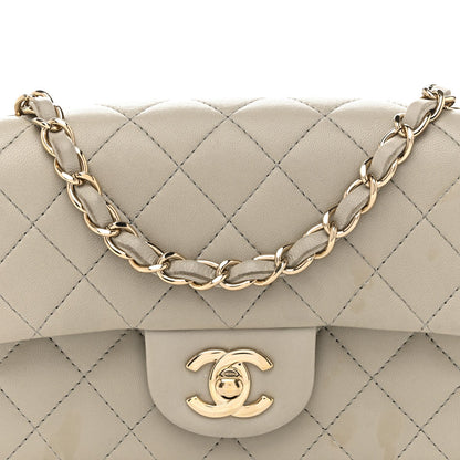 Lambskin Quilted Mini Rectangular Flap Grey