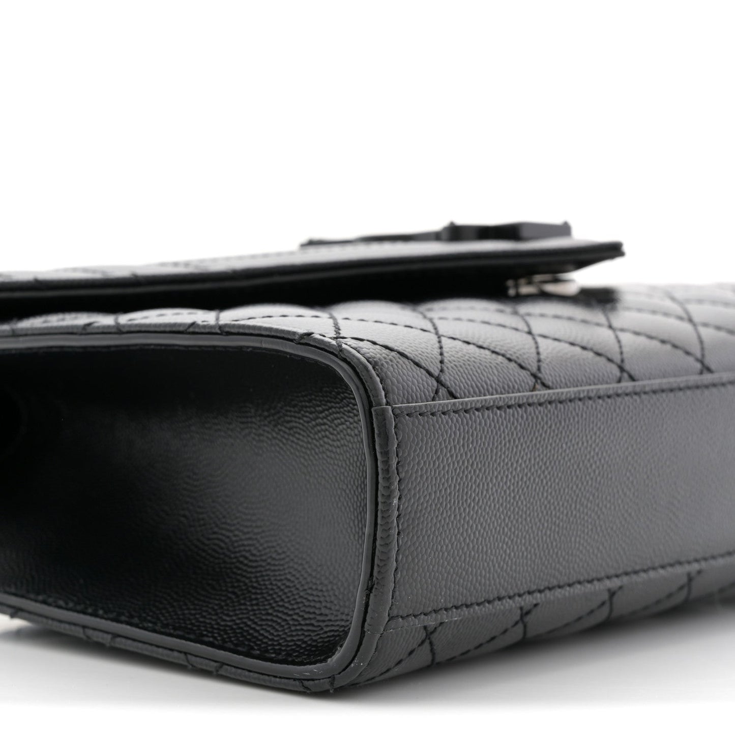 Grain De Poudre Textured Mixed Matelasse Triquilt Medium Monogram Monochrome Satchel Black