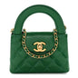Shiny Aged Calfskin Quilted Mini Nano Kelly Shopper Green