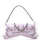 Iridescent Nappa Vertical Matelasse Medium Maxi Horsebit Chain Shoulder Bag Escape Pink
