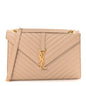 Grain De Poudre Matelasse Chevron Large Monogram Satchel Dark Beige