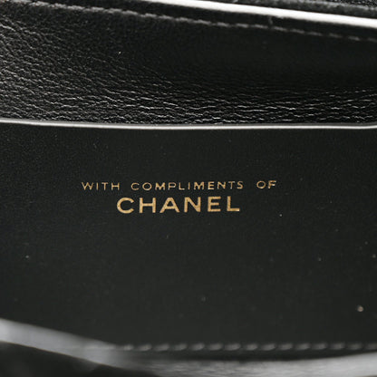 Velvet Quilted Mini Top Handle Flap Black
