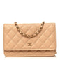 Caviar Quilted Wallet on Chain WOC Beige