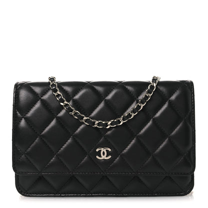 Lambskin Quilted Wallet On Chain WOC Black