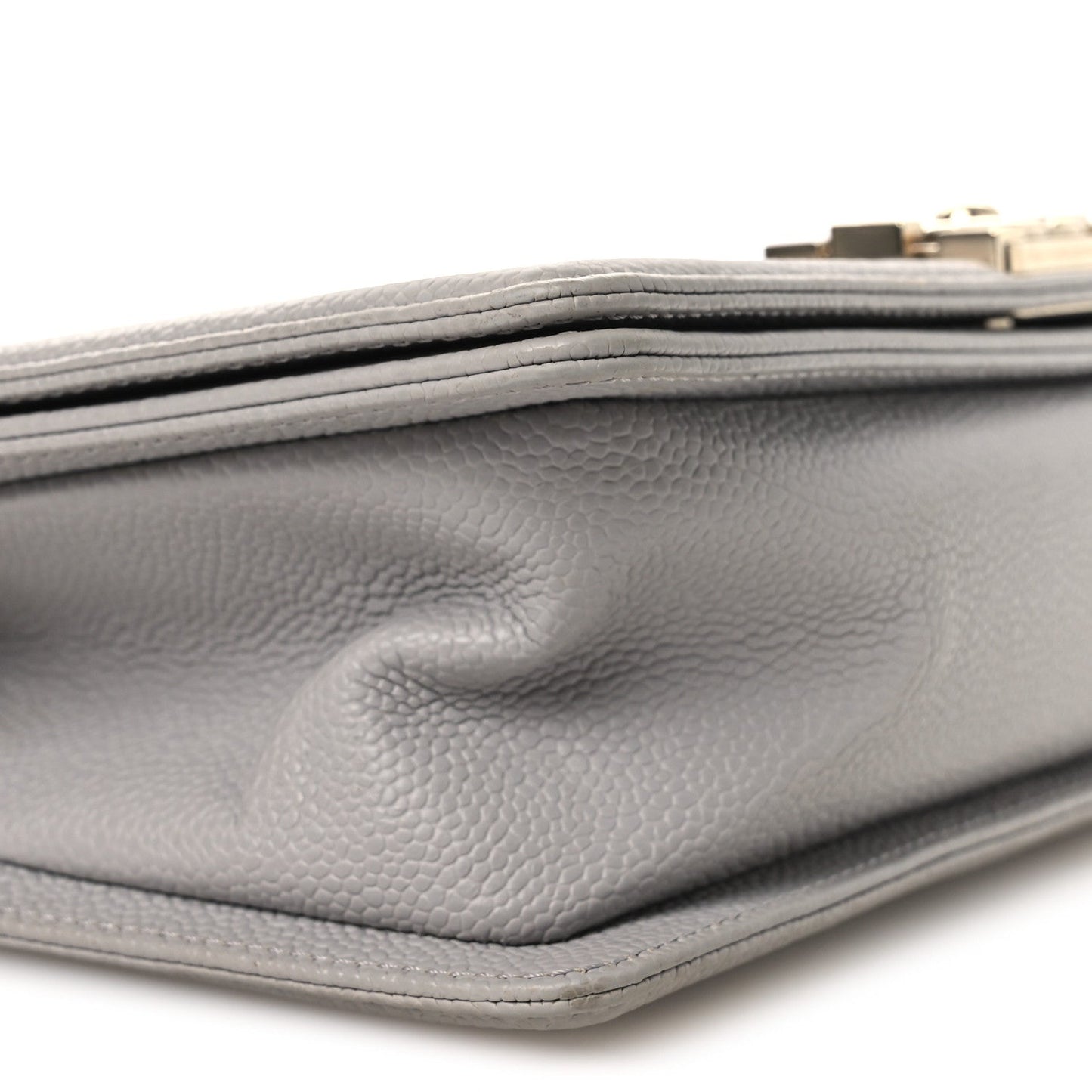 Caviar Quilted Medium Boy Flap Grey