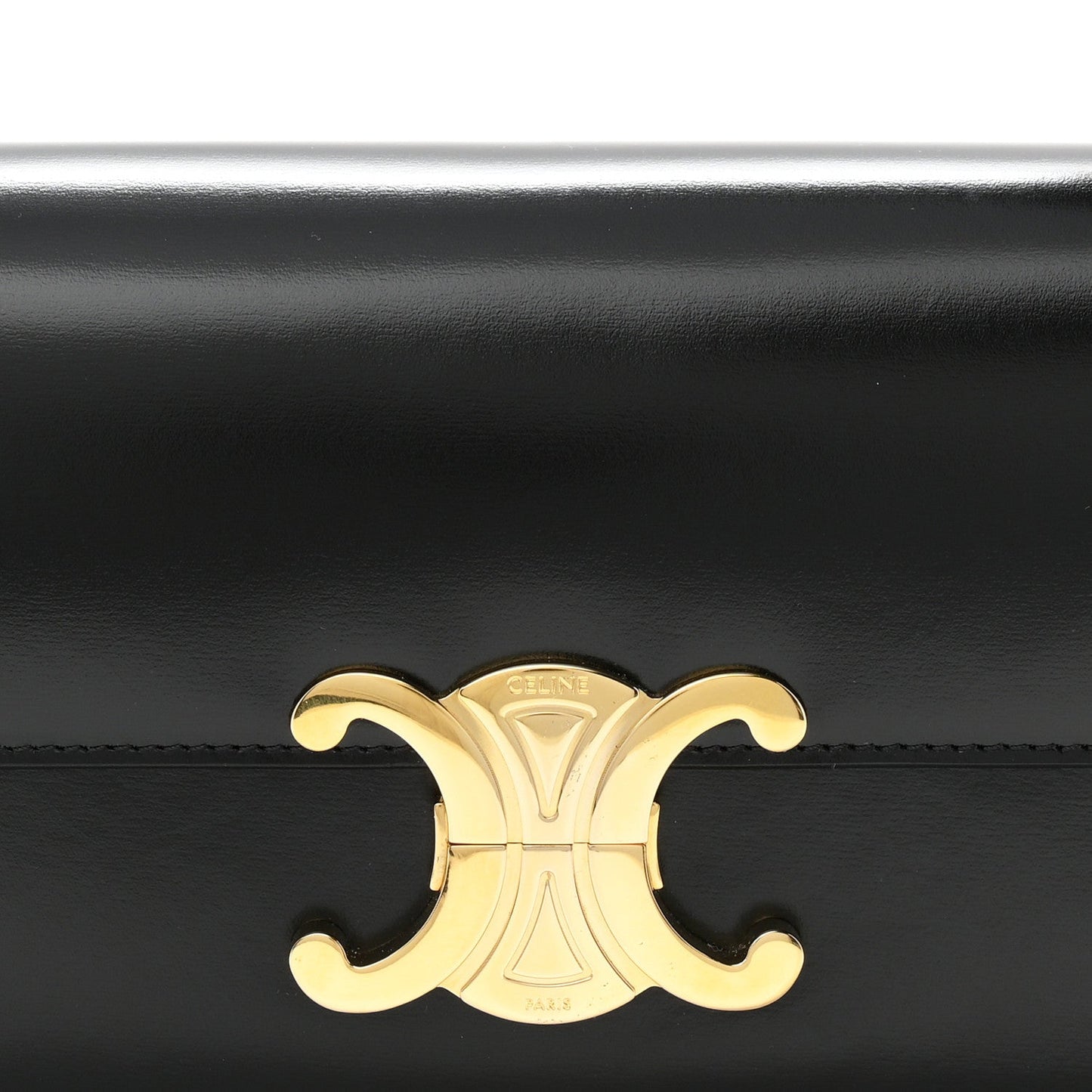 Shiny Calfskin Triomphe Shoulder Bag Black