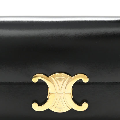 Shiny Calfskin Triomphe Shoulder Bag Black