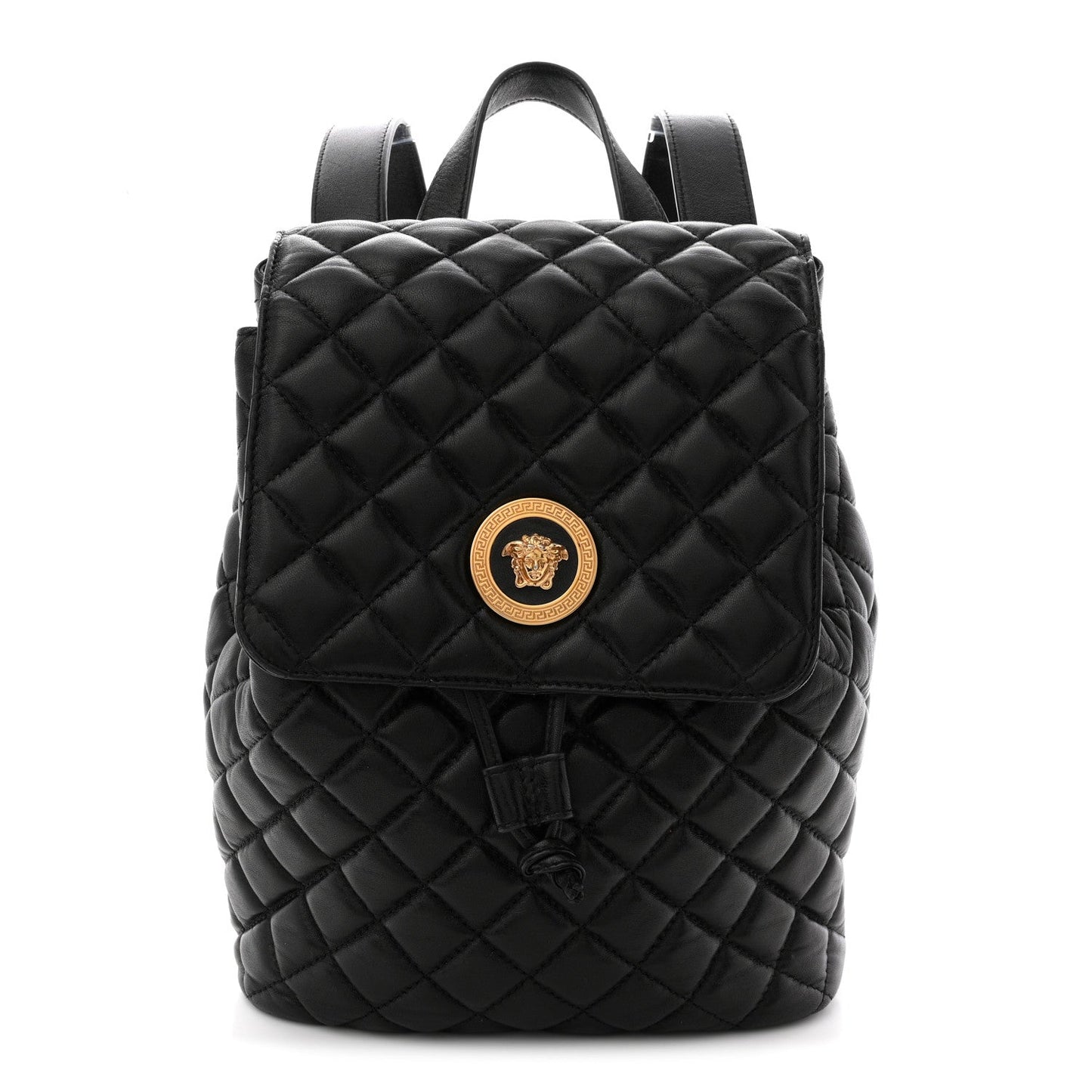 Calfskin Quilted Medusa Backpack Black