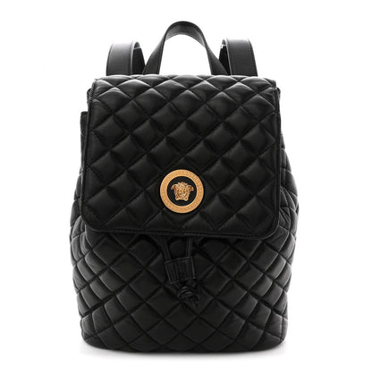 Calfskin Quilted Medusa Backpack Black
