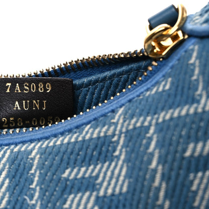Denim Effect Fabric Jacquard FF Nano Fendigraphy Hobo Charm Blue