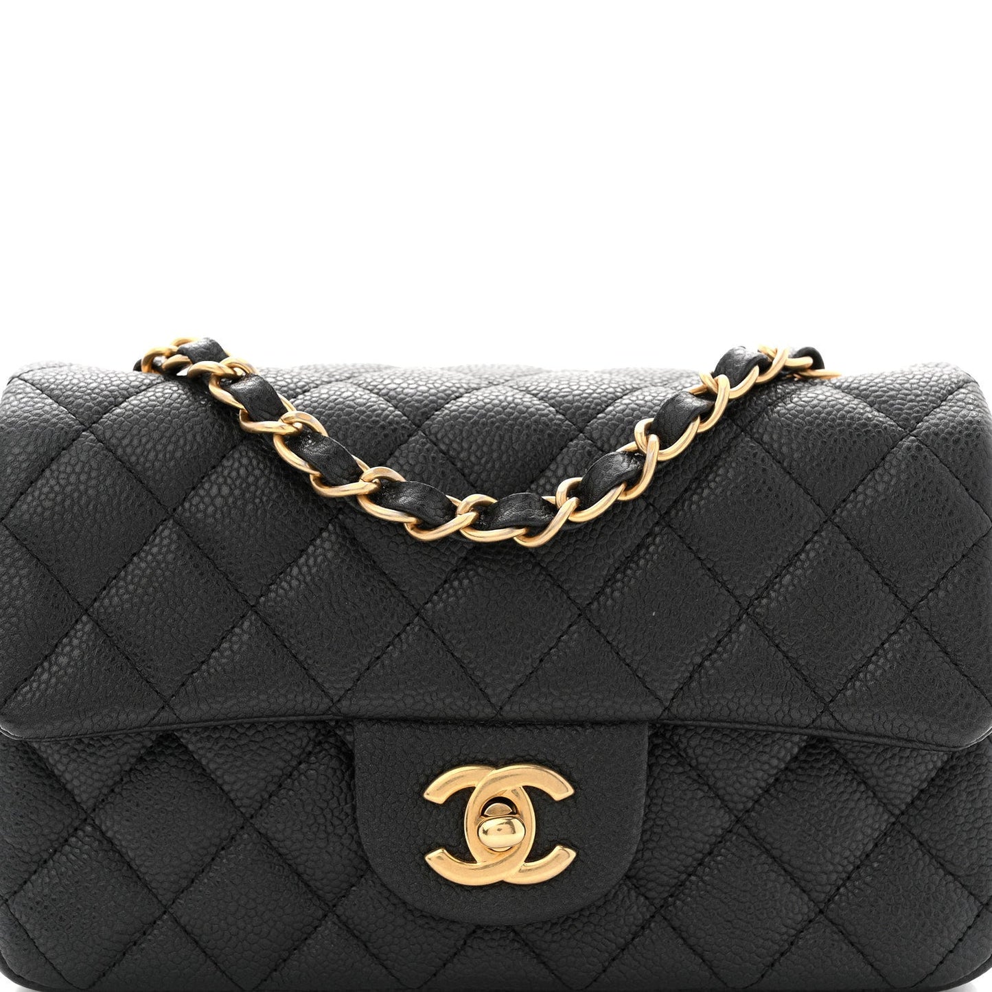 Metallic Caviar Quilted Mini Rectangular Flap Black