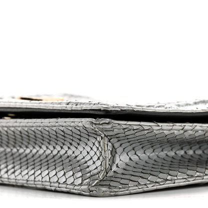 Snakeskin Diorama Wallet on Chain Pouch Silver