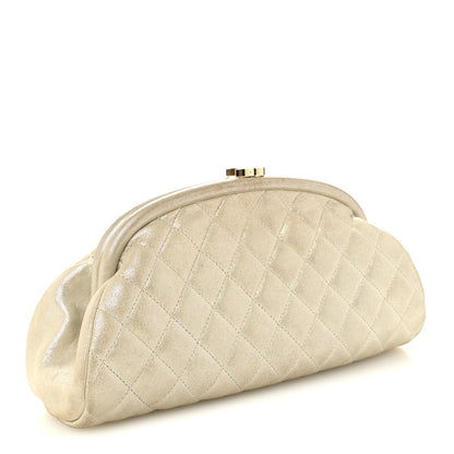 Metallic Calfskin Quilted Timeless Clutch Gold