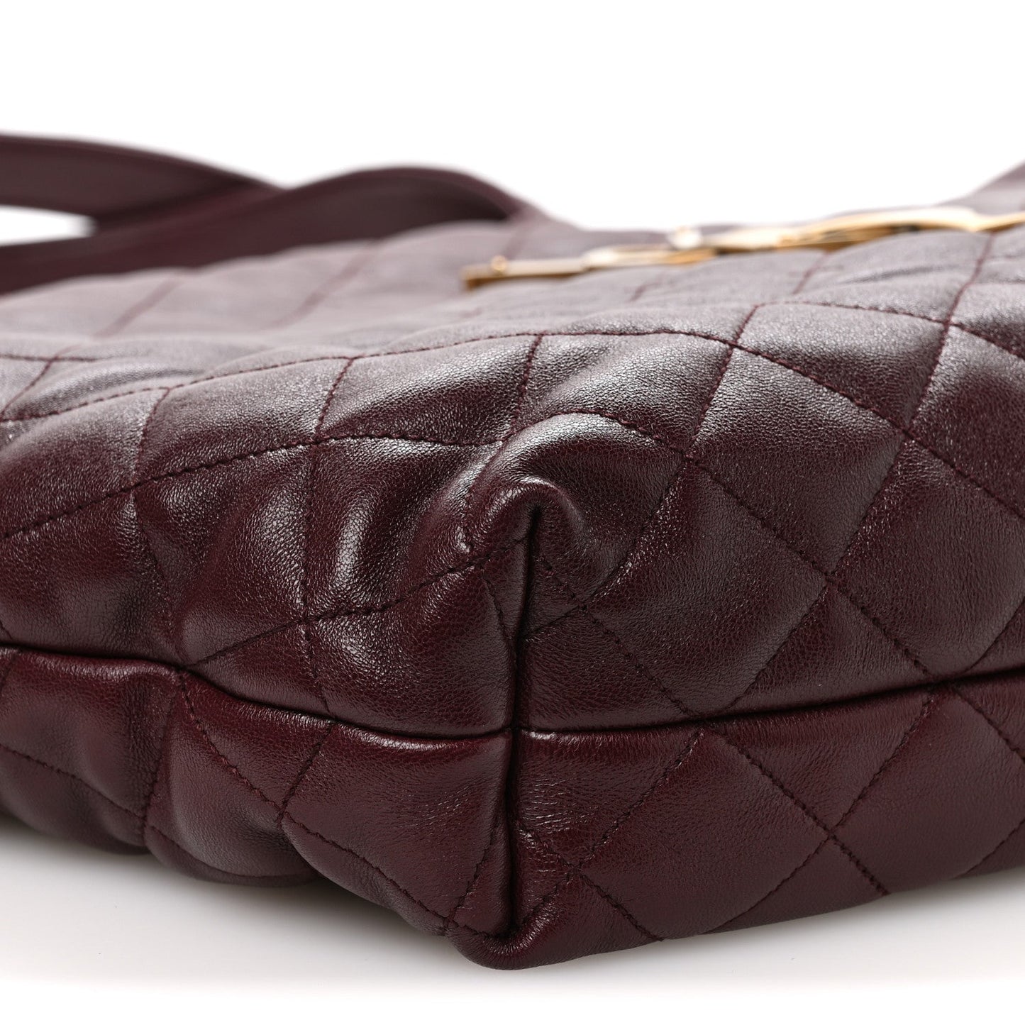 Lambskin Quilted Maxi Icare Shopping Tote  Rouge Cabernet
