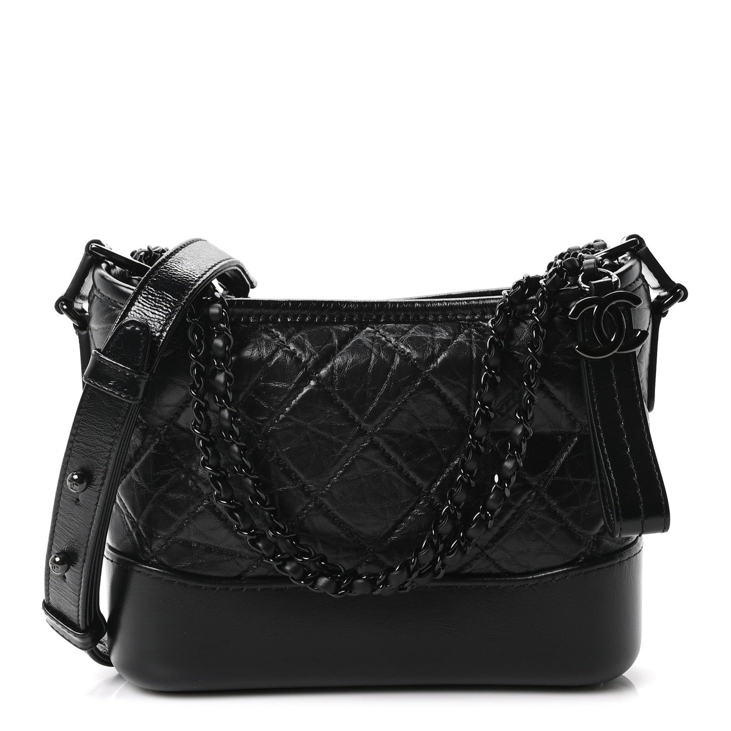 Aged Calfskin Quilted Small Gabrielle Hobo So Black