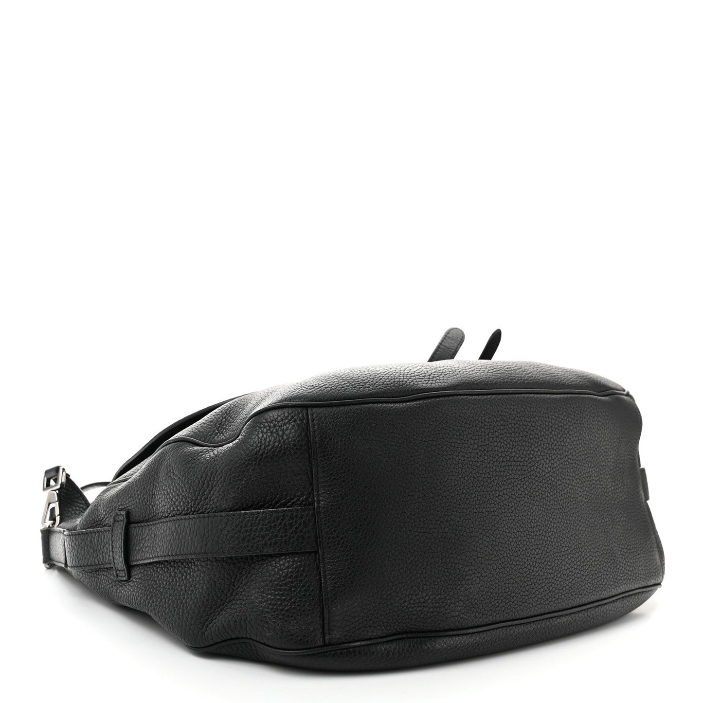 Grained Calfskin Saddle Soft Bag Black