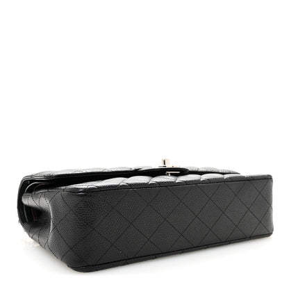 Caviar Quilted Medium Double Flap Black