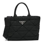 Re-Nylon Nappa Triangle Quilted Padded Small Double Handled Zip Tote Black
