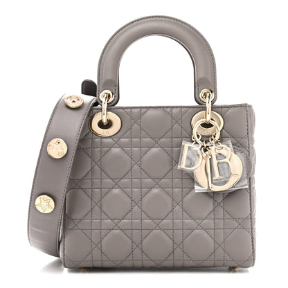 Lambskin Cannage Small Lucky Badges My Lady Dior Grey