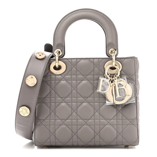 Lambskin Cannage Small Lucky Badges My Lady Dior Grey