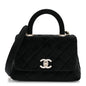 Velvet Crystal Quilted Extra Mini Coco Handle Flap Black