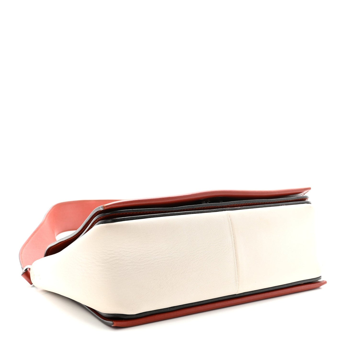 Shiny Smooth Calfskin Medium Frame Shoulder Bag Maple White