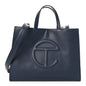 Vegan Leather Medium Shopping Bag Navy