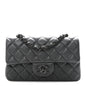 Pearly Lambskin Quilted Mini Rectangular Flap So Black