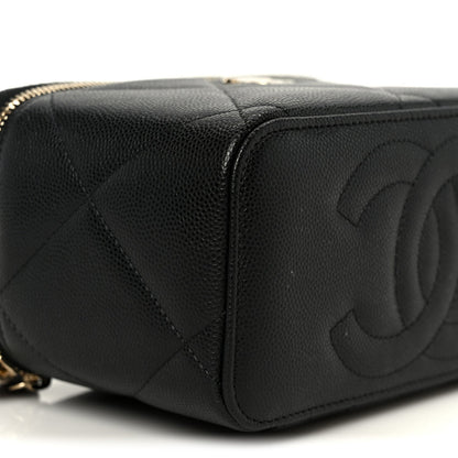 Caviar Quilted Top Handle Long Vanity Black