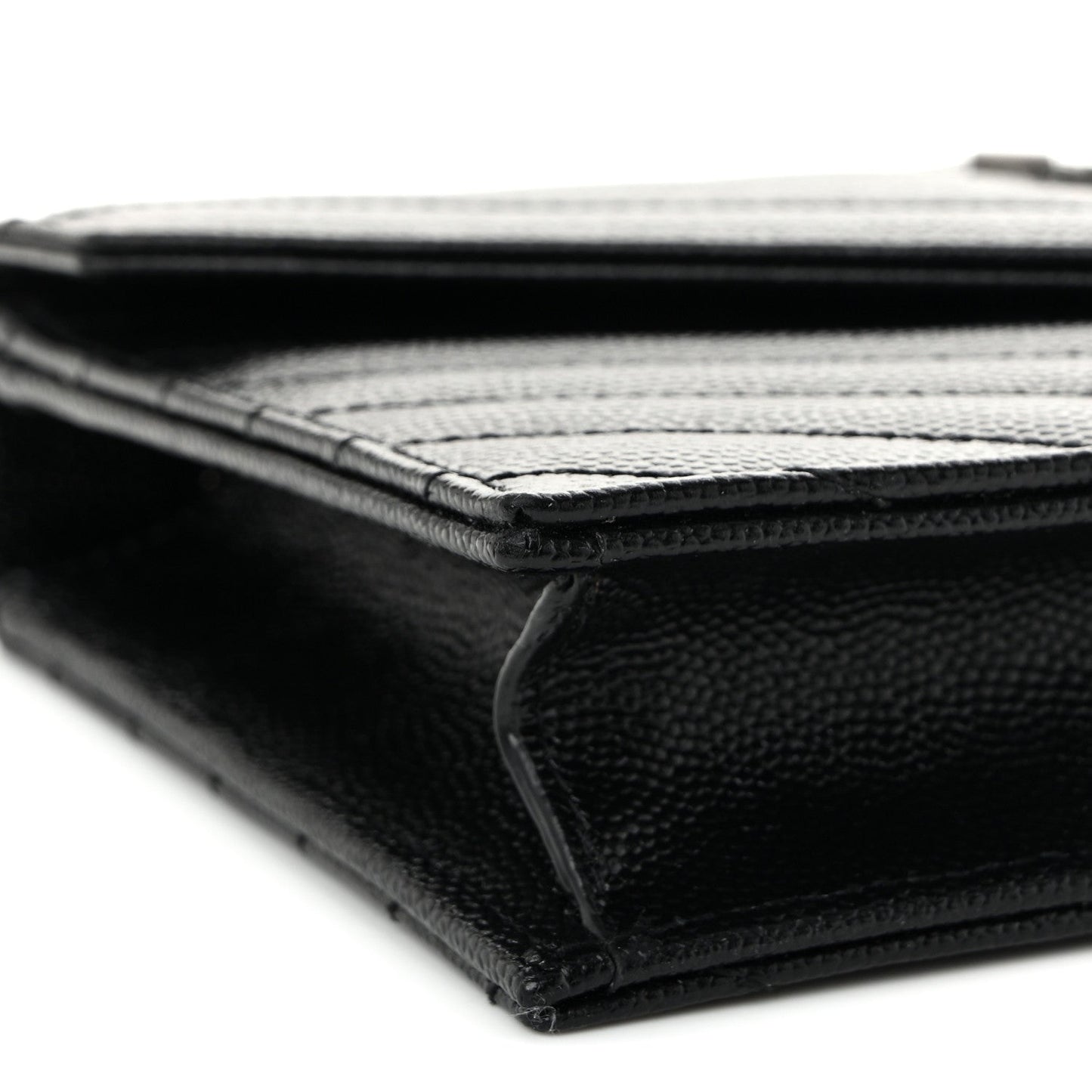 Grain De Poudre Matelasse Chevron Monogram Chain Wallet Black