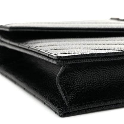 Grain De Poudre Matelasse Chevron Monogram Chain Wallet Black