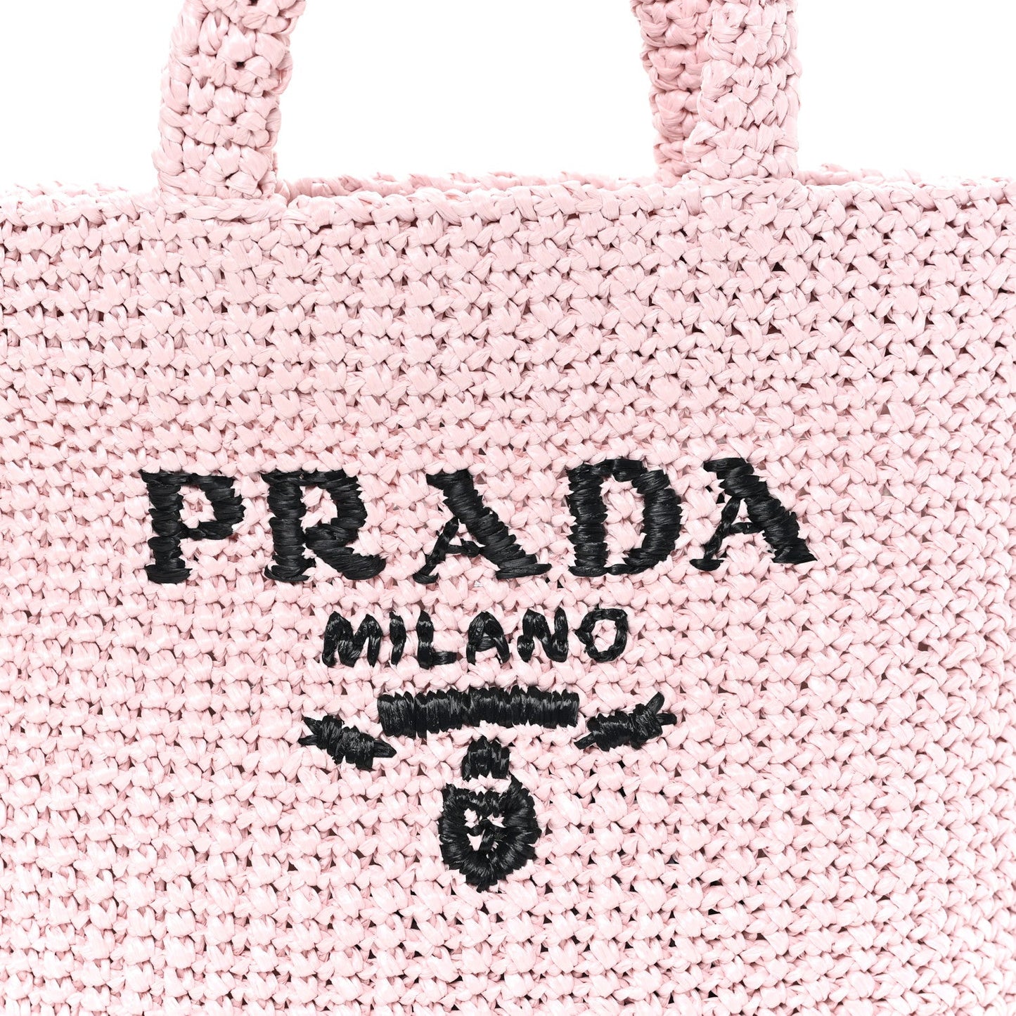 Yarn Raffia Effect Crochet Small Logo Tote Alabastro