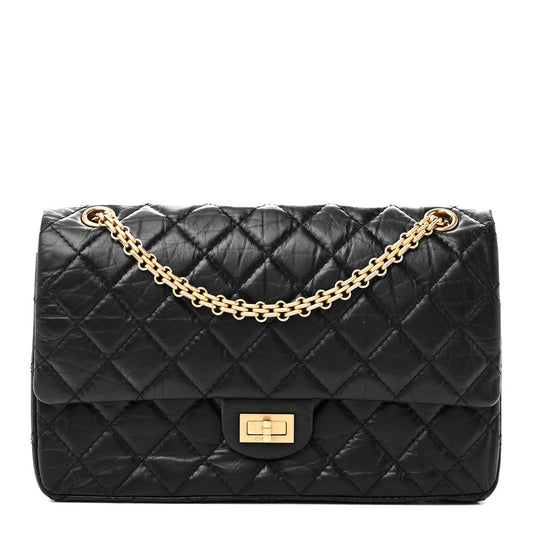 Aged Calfskin Quilted 2.55 Reissue 226 Flap Black