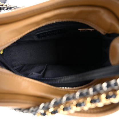 Aged Calfskin Chevron Quilted Small Gabrielle Hobo Green Black