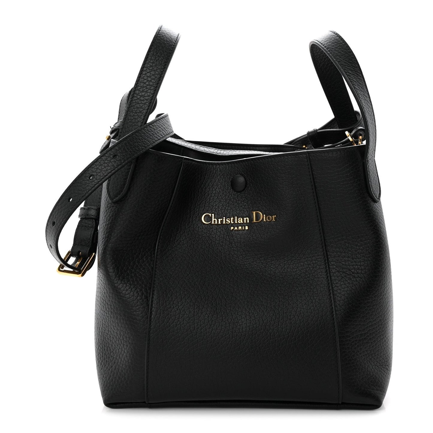 Calfskin Medium Signature Bucket Bag Black