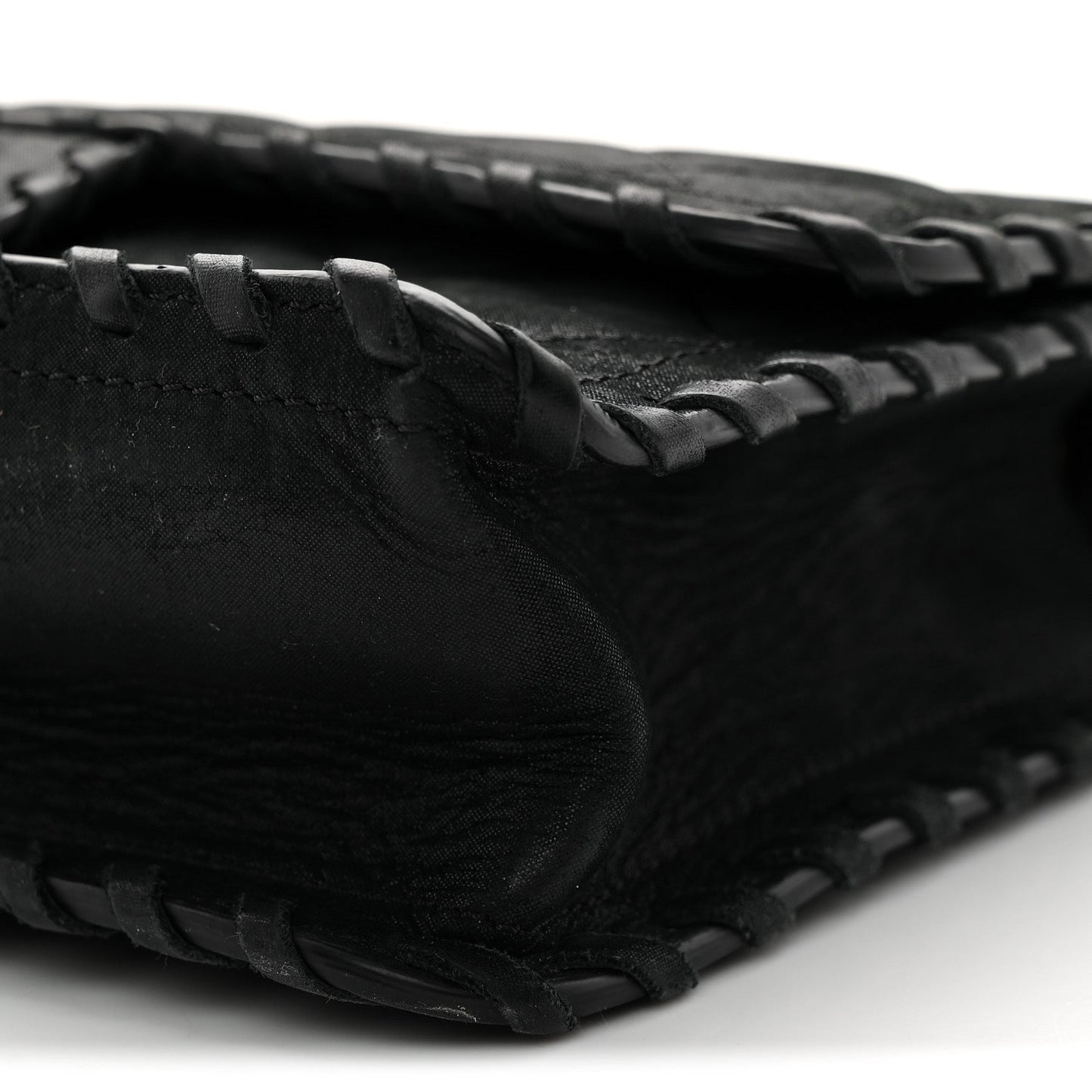 Iridescent Calfskin Small Happy Stitch Flap Black