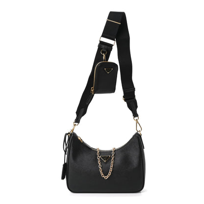 Saffiano Lux Re-Edition 2005 Shoulder Bag Black