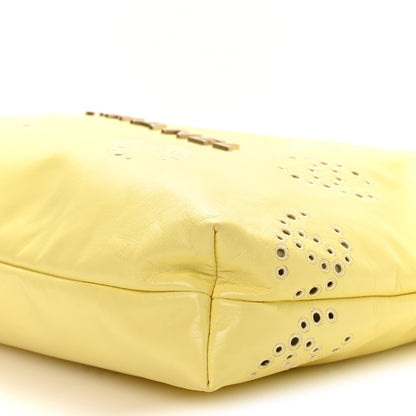 Shiny Calfskin Eyelet CC Small Chanel 22 Light Yellow
