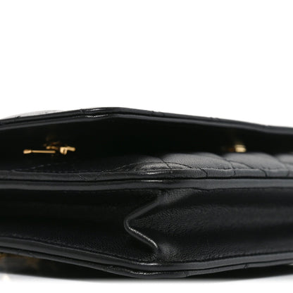 Lambskin Quilted Wallet On Chain WOC Black
