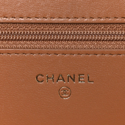 Lambskin Quilted Chanel 19 Wallet On Chain WOC Brown