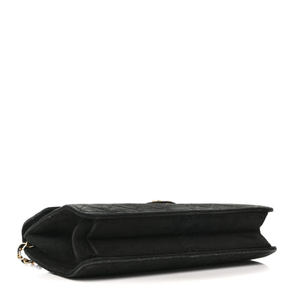 Suede Quilted Medium Single Flap Black