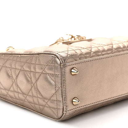 Metallic Lambskin Cannage Small My ABCDior Lady Dior Gold