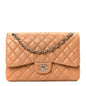 Caviar Quilted Jumbo Double Flap Dark Beige