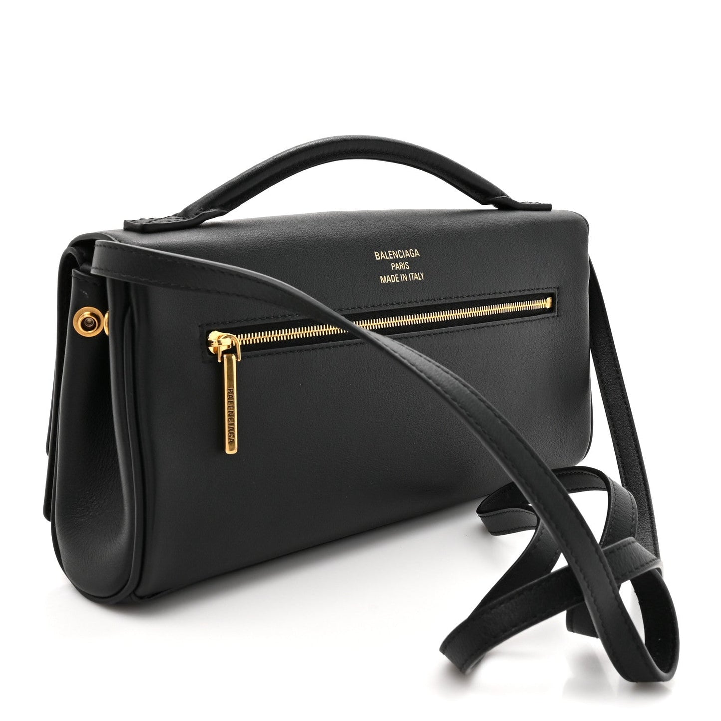 Smooth Calfskin Small Bel Air Clutch On Strap Black