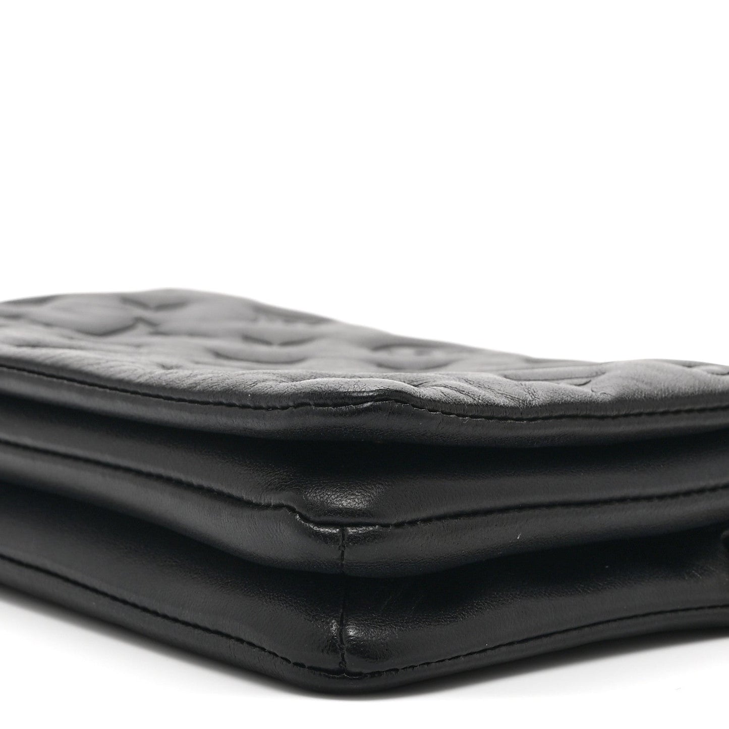 Lambskin Embossed Monogram Pochette Coussin Black