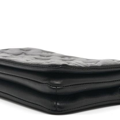 Lambskin Embossed Monogram Pochette Coussin Black