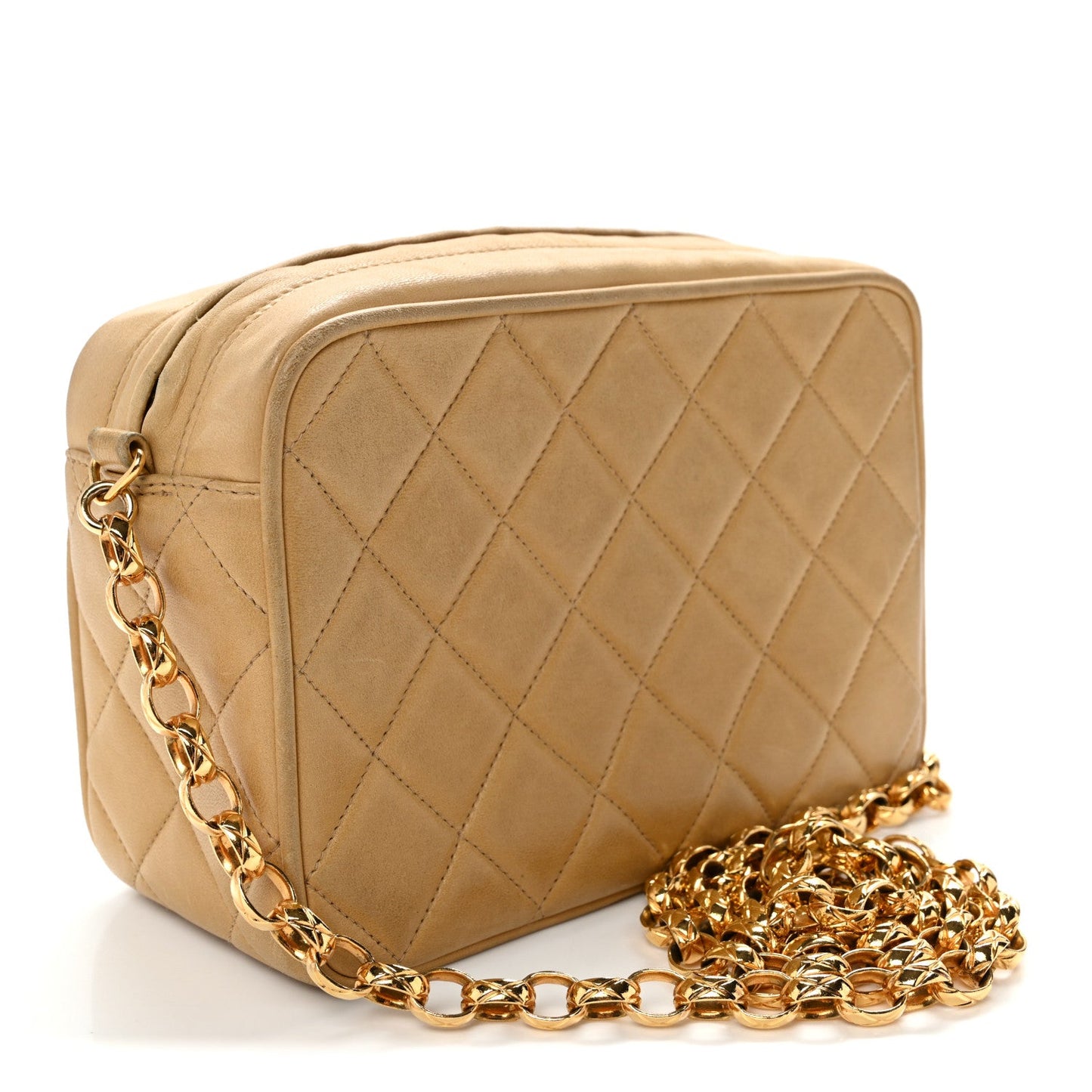 Lambskin Quilted Tassel Flap Camera Bag Light Beige