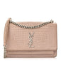 Calfskin Crocodile Embossed Medium Monogram Sunset Rose Antic